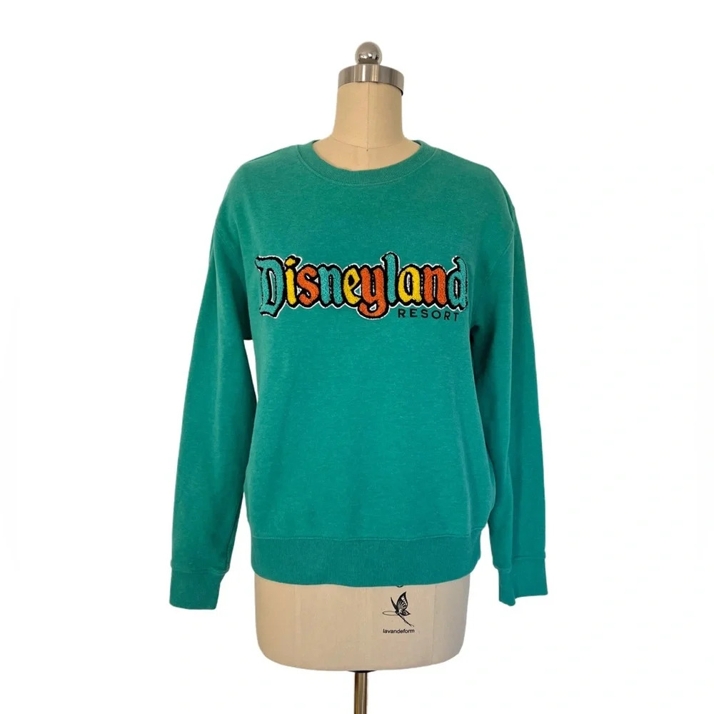Disneyland Resort Disney teal green sweatshirt sweater long sleeve lounge top M - Picture 3 of 10